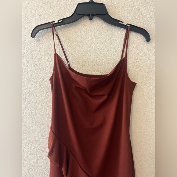 Open Edit Ruffle Mini Dress In Rust Color Size XS NWOT - Picture 3 of 8